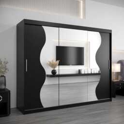 Madrid Sliding Door Wardrobe 250cm - Black 250cm - thumbnail 1