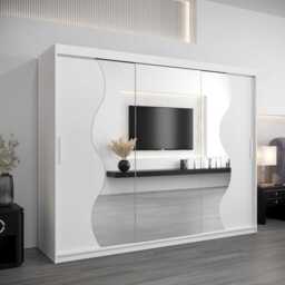 Madrid Sliding Door Wardrobe 250cm - Black 250cm - thumbnail 7