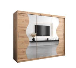 Madrid Sliding Door Wardrobe 250cm - Black 250cm - thumbnail 3