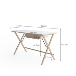 Match MW-01 Desk 135cm - White 135cm - thumbnail 4