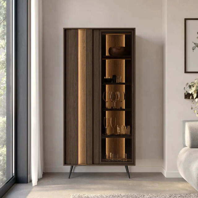 Amaro Tall Display Cabinet 94cm - Oak Dunin 94cm - image 1