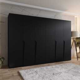 Piano I Hinged Door Wardrobe 300cm - Black 300cm - thumbnail 1