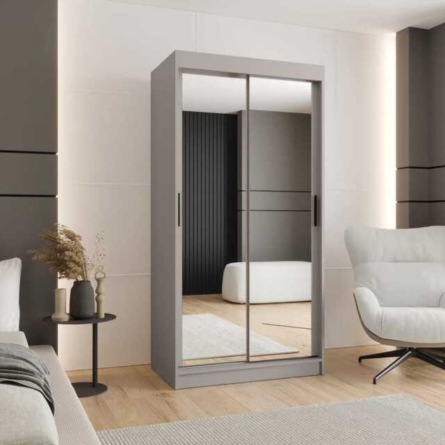 Rubino T3 Sliding Door Wardrobe 100cm - Cashmere 100cm - image 1