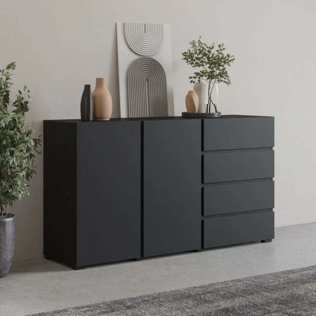 Visby Sideboard Cabinet 138cm - Black 138cm - image 1