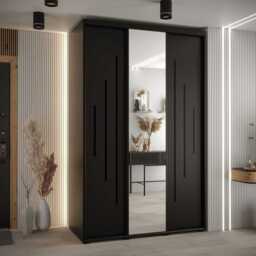 Cannes XIII Sliding Door Wardrobe 150cm - Black 150cm