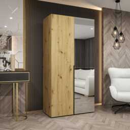 Alicante II Hinged Door Wardrobe 100cm - Black 100cm - thumbnail 7