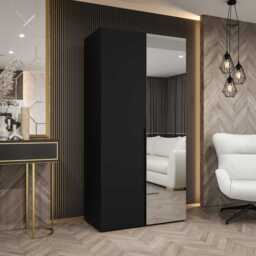 Alicante II Hinged Door Wardrobe 100cm - Black 100cm - thumbnail 1