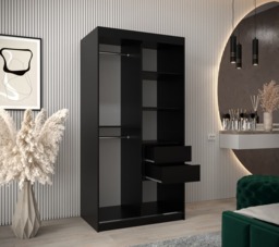 York I Sliding Door Wardrobe 100cm - Black 100cm - thumbnail 4