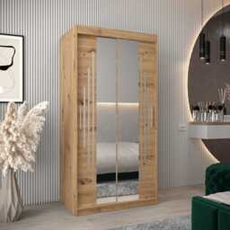 York I Sliding Door Wardrobe 100cm - Black 100cm - thumbnail 5