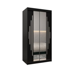 York I Sliding Door Wardrobe 100cm - Black 100cm - thumbnail 2