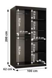 Marsylia I Sliding Door Wardrobe 100cm - Black 100cm - thumbnail 5