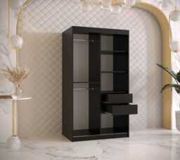 Marsylia I Sliding Door Wardrobe 100cm - Black 100cm - thumbnail 4