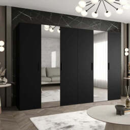 Bari II Hinged Door Wardrobe 300cm - Black 300cm - thumbnail 1