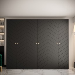 Manhattan IV Hinged Door Wardrobe 300cm - Black 300cm