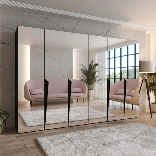 Piano III Hinged Door Wardrobe 300cm - Black 300cm - image 1