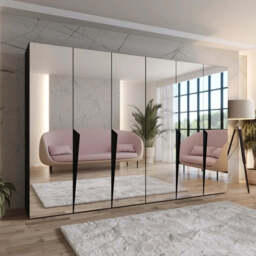 Piano III Hinged Door Wardrobe 300cm - Black 300cm - thumbnail 1
