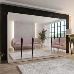 Piano III Hinged Door Wardrobe 300cm - Black 300cm - thumbnail 2