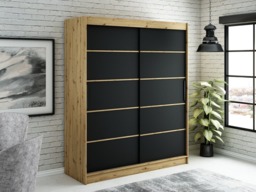 Leto V1 Sliding Door Wardrobe 180cm - Black 180cm - thumbnail 2