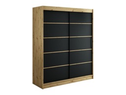Leto V1 Sliding Door Wardrobe 180cm - Black 180cm - thumbnail 1