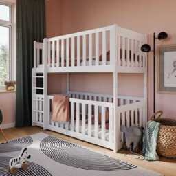 Wooden Bunk Bed Konrad With Cot Bed - White Matt Without Mattresses - thumbnail 2