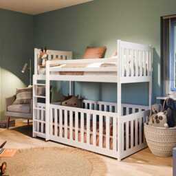 Wooden Bunk Bed Cris with Cot Bed - Olive Foam Mattresses - thumbnail 2