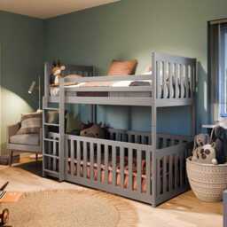 Wooden Bunk Bed Cris with Cot Bed - Olive Foam Mattresses - thumbnail 7