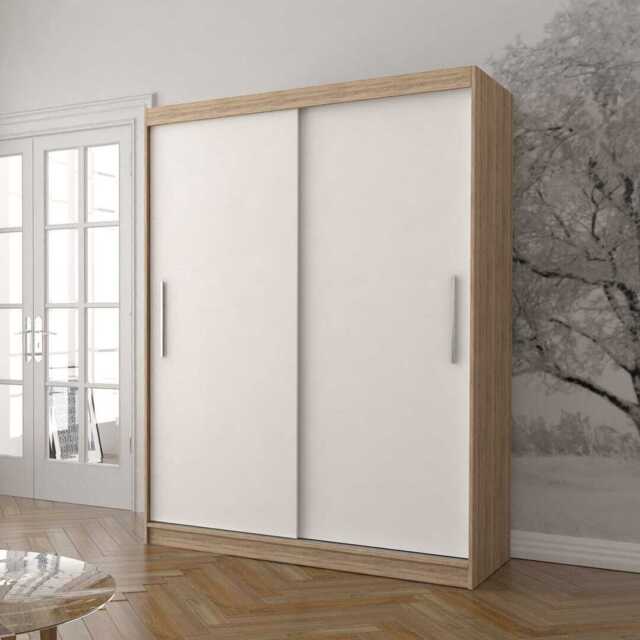 Vista 04 Sliding Door Wardrobe 150cm - White Oak Sonoma 150cm - image 1