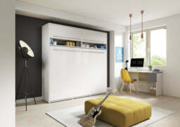 CP-04 Horizontal Wall Bed Concept Pro 140cm with Over Bed Unit - Grey Matt 140 x 200cm 215cm - thumbnail 2