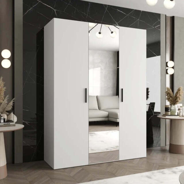 Bari II Hinged Door Wardrobe 150cm - White 150cm - image 1