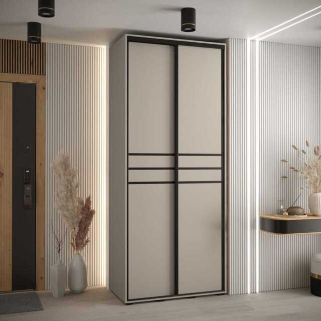Dakota X Sliding Door Wardrobe 120cm - Cashmere 120cm - image 1