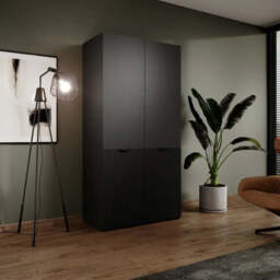 Lund Hinged Door Wardrobe 101cm - Black 101cm - thumbnail 1