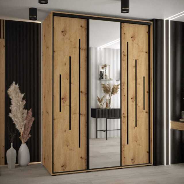 Cannes XIII Sliding Door Wardrobe 180cm - Oak Artisan 180cm - image 1