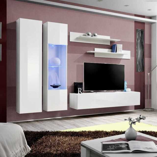 "Fly A5 Entertainment Unit For TVs Up To 65"" - White 260cm" - image 1
