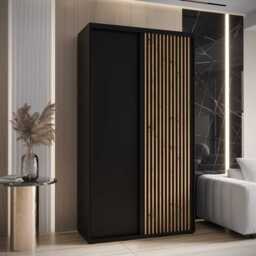 Sapporo I Sliding Door Wardrobe 130cm - Black 130cm - thumbnail 1