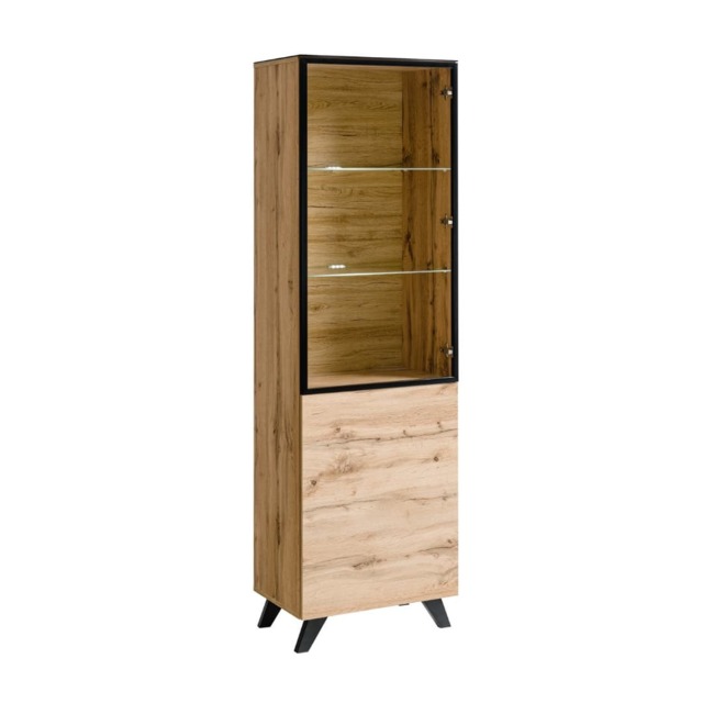 Thin Tall Display Cabinet 60cm - Oak Wotan 60cm - image 1