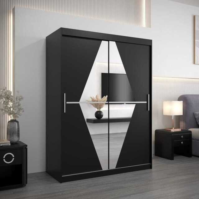 Boliwia Sliding Door Wardrobe 150cm - Black 150cm - image 1