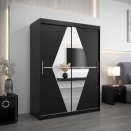 Boliwia Sliding Door Wardrobe 150cm - Black 150cm