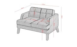 Carlo II Sofa - 132cm 88cm - thumbnail 3