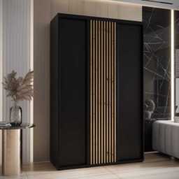 Sapporo I Sliding Door Wardrobe 160cm - Black 160cm - thumbnail 1