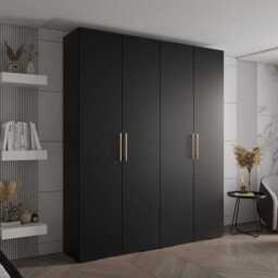 Inova III Hinged Door Wardrobe 200cm - Black 200cm - thumbnail 1