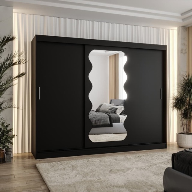 Spoti Sliding Door Wardrobe 250cm - Black 250cm - image 1