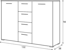 Beta Sideboard Cabinet 132cm [Oak San Remo] - Oak San Remo 132cm - thumbnail 2