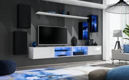 "Switch XXV Wall Entertainment Unit For TVs Up To 75"" - White 280cm Oak Wotan" - thumbnail 8