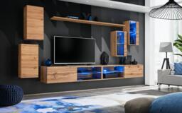 "Switch XXV Wall Entertainment Unit For TVs Up To 75"" - White 280cm Oak Wotan" - thumbnail 6