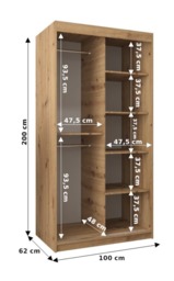 Verona 01 Sliding Door Wardrobe 100cm - White 100cm - thumbnail 8