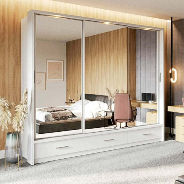 Arti 23 - 3 Sliding Door Wardrobe 250cm - White Matt 250cm - image 1