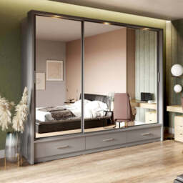 Arti 23 - 3 Sliding Door Wardrobe 250cm - White Matt 250cm - thumbnail 6