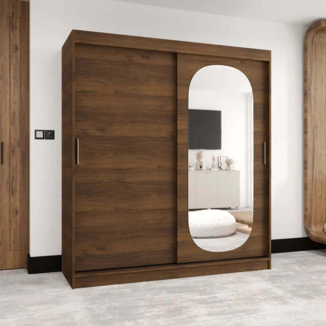 Royal Sliding Door Wardrobe 180cm - Oak Walnut 180cm - image 1