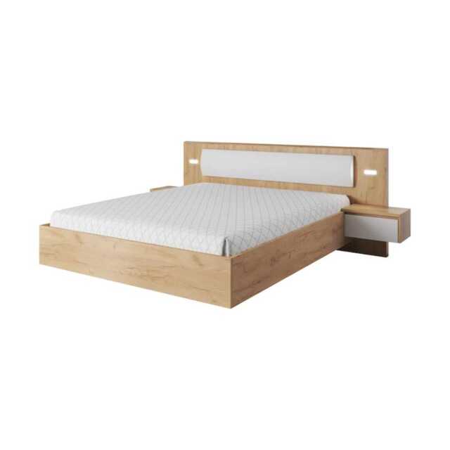 Xelo Bed Frame With Bedside Cabinets [EU King] - Oak Golden 160 x 200cm - image 1
