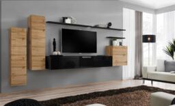 "Switch I Entertainment Unit For TVs Up To 75"" - Black 330cm Oak Wotan" - thumbnail 1